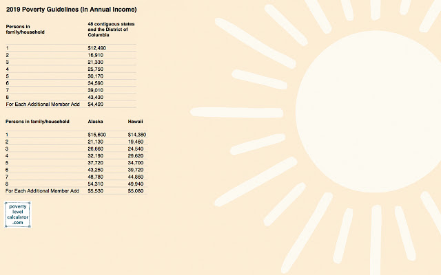 2019 Poverty Level Calculator Theme from Chrome web store to be run with OffiDocs Chromium online 2019 Poverty Level Calculator Theme from Chrome web store to be run with OffiDocs Chromium online