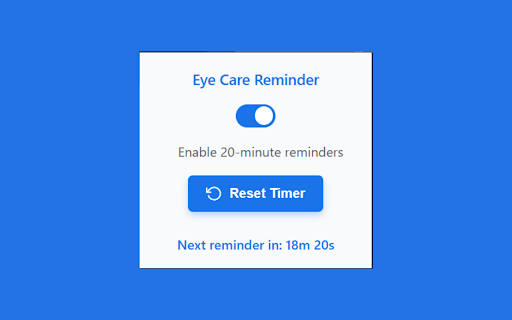 20 20 20 Eye Care Reminder from Chrome web store to be run with OffiDocs Chromium online 20 20 20 Eye Care Reminder from Chrome web store to be run with OffiDocs Chromium online
