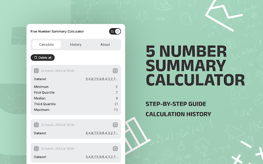 5 Number Summary Calculator from Chrome web store to be run with OffiDocs Chromium online 5 Number Summary Calculator from Chrome web store to be run with OffiDocs Chromium online
