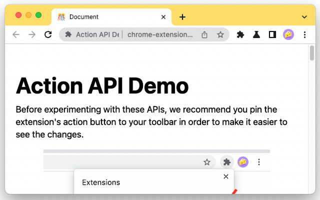 Action API Demo from Chrome web store to be run with OffiDocs Chromium online Action API Demo from Chrome web store to be run with OffiDocs Chromium online