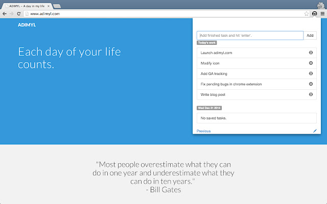 ADIMYL A Day In MY Life from Chrome web store to be run with OffiDocs Chromium online ADIMYL A Day In MY Life from Chrome web store to be run with OffiDocs Chromium online