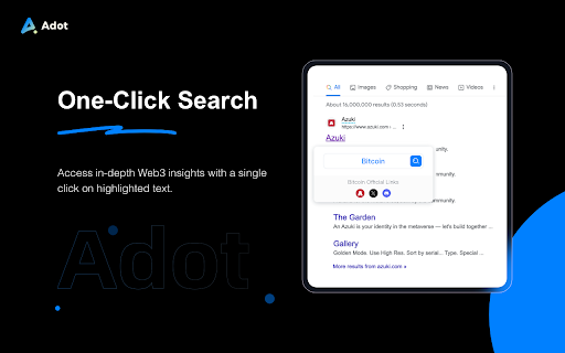 Adot AI: ChatGPT powered Web3 Search Engine from Chrome web store to be run with OffiDocs Chromium online Adot AI: ChatGPT powered Web3 Search Engine from Chrome web store to be run with OffiDocs Chromium online