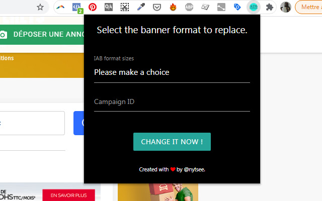 AdsChanger from Chrome web store to be run with OffiDocs Chromium online AdsChanger from Chrome web store to be run with OffiDocs Chromium online