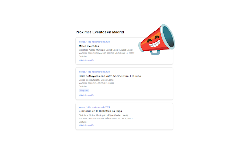 Agenda Eventos Madrid from Chrome web store to be run with OffiDocs Chromium online Agenda Eventos Madrid from Chrome web store to be run with OffiDocs Chromium online