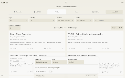 AIPRM for Claude from Chrome web store to be run with OffiDocs Chromium online AIPRM for Claude from Chrome web store to be run with OffiDocs Chromium online