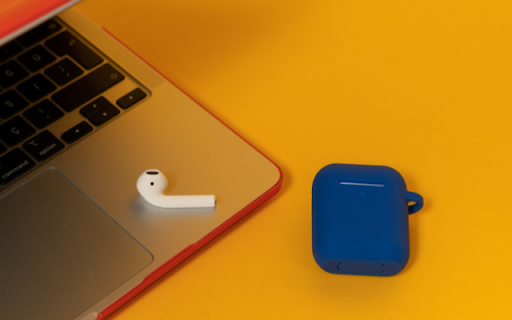 AirPods 2 in a Navy Blue Case on a Yellow Background Beside a Laptop from Chrome web store to be run with OffiDocs Chromium online AirPods 2 in a Navy Blue Case on a Yellow Background Beside a Laptop from Chrome web store to be run with OffiDocs Chromium online