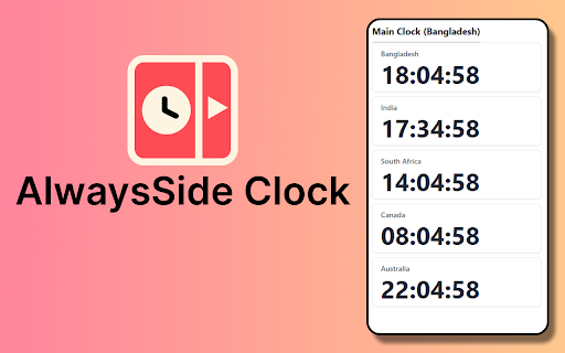 AlwaysSide Clock from Chrome web store to be run with OffiDocs Chromium online AlwaysSide Clock from Chrome web store to be run with OffiDocs Chromium online
