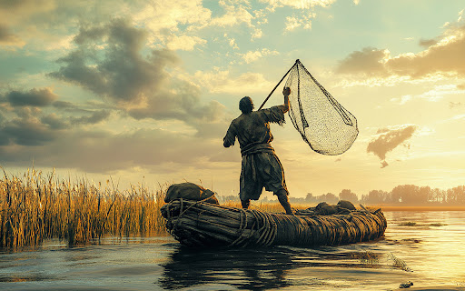 A man stands firm on a small boat from Chrome web store to be run with OffiDocs Chromium online A man stands firm on a small boat from Chrome web store to be run with OffiDocs Chromium online