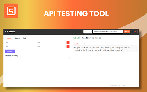 API Testing Tool from Chrome web store to be run with OffiDocs Chromium online API Testing Tool from Chrome web store to be run with OffiDocs Chromium online