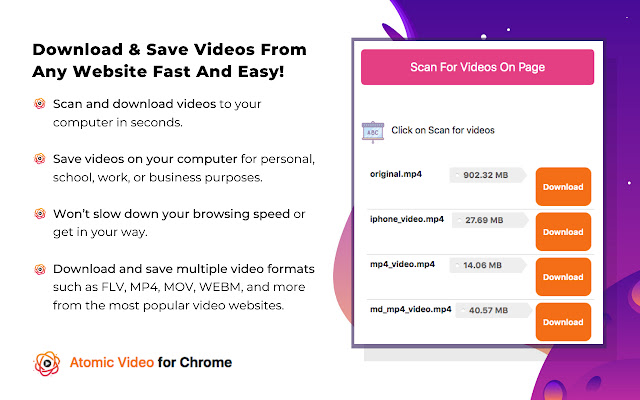 Atomic Video Downloader from Chrome web store to be run with OffiDocs Chromium online Atomic Video Downloader from Chrome web store to be run with OffiDocs Chromium online