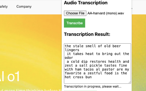 Audio to Text Transcription from Chrome web store to be run with OffiDocs Chromium online Audio to Text Transcription from Chrome web store to be run with OffiDocs Chromium online