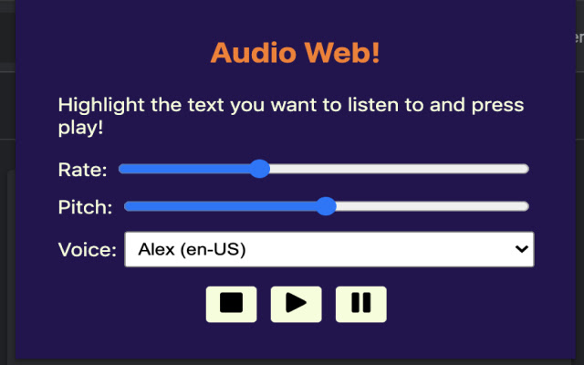 Audio Web from Chrome web store to be run with OffiDocs Chromium online Audio Web from Chrome web store to be run with OffiDocs Chromium online