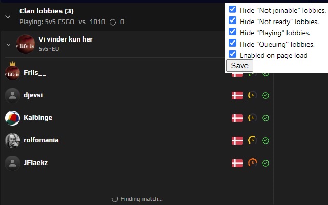 Auto Hide Faceit Lobbies from Chrome web store to be run with OffiDocs Chromium online Auto Hide Faceit Lobbies from Chrome web store to be run with OffiDocs Chromium online