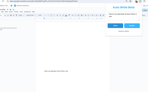 Auto Write from Chrome web store to be run with OffiDocs Chromium online Auto Write from Chrome web store to be run with OffiDocs Chromium online