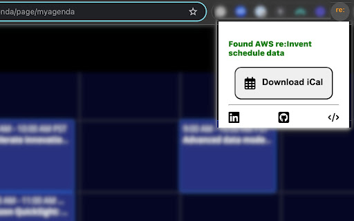 AWS re:Invent iCal Chrome extension from Chrome web store to be run with OffiDocs Chromium online AWS re:Invent iCal Chrome extension from Chrome web store to be run with OffiDocs Chromium online