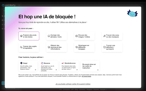 Axi Bloqueur doutil IA from Chrome web store to be run with OffiDocs Chromium online Axi Bloqueur doutil IA from Chrome web store to be run with OffiDocs Chromium online