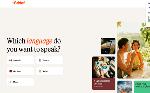 Babbel Learn Languages for Chrome from Chrome web store to be run with OffiDocs Chromium online Babbel Learn Languages for Chrome from Chrome web store to be run with OffiDocs Chromium online