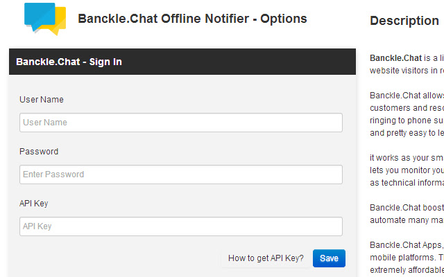 Banckle.Chat Offline Notifier from Chrome web store to be run with OffiDocs Chromium online Banckle.Chat Offline Notifier from Chrome web store to be run with OffiDocs Chromium online