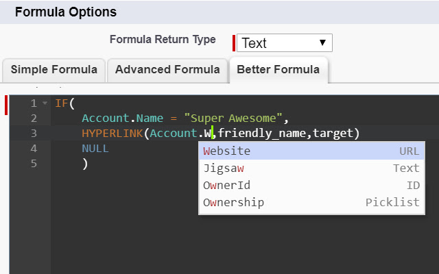 Better Salesforce formula editor from Chrome web store to be run with OffiDocs Chromium online Better Salesforce formula editor from Chrome web store to be run with OffiDocs Chromium online