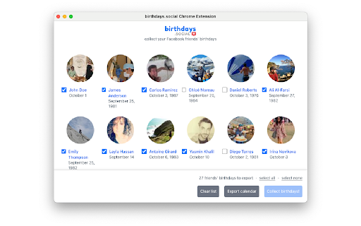 birthdays.social Facebook Birthdays exporter from Chrome web store to be run with OffiDocs Chromium online birthdays.social Facebook Birthdays exporter from Chrome web store to be run with OffiDocs Chromium online