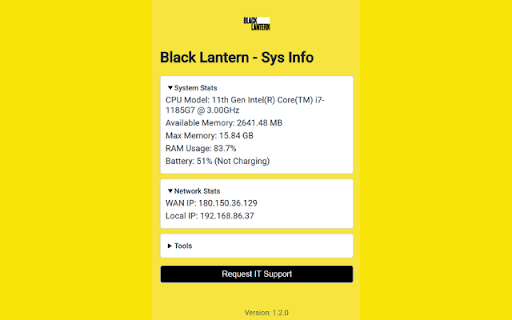 Black Lantern Sys Info from Chrome web store to be run with OffiDocs Chromium online Black Lantern Sys Info from Chrome web store to be run with OffiDocs Chromium online