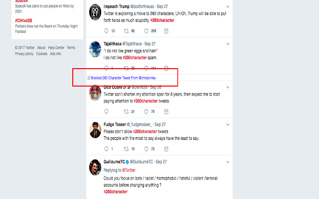 Block280 Hide annoying 280 character tweets from Chrome web store to be run with OffiDocs Chromium online Block280 Hide annoying 280 character tweets from Chrome web store to be run with OffiDocs Chromium online