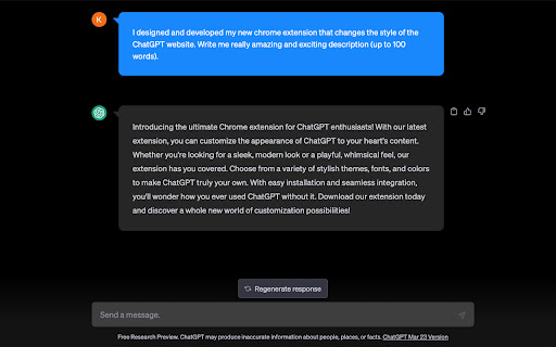 Blue ChatGPT Theme from Chrome web store to be run with OffiDocs Chromium online Blue ChatGPT Theme from Chrome web store to be run with OffiDocs Chromium online