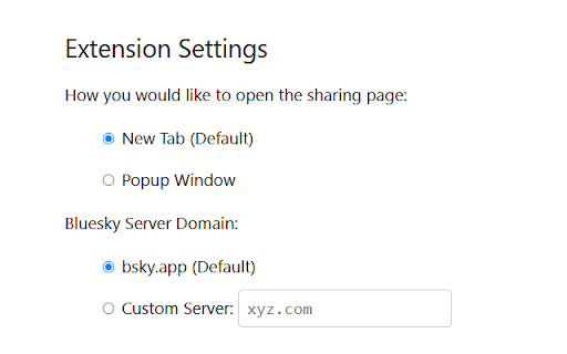 Bluesky Share Extension from Chrome web store to be run with OffiDocs Chromium online Bluesky Share Extension from Chrome web store to be run with OffiDocs Chromium online
