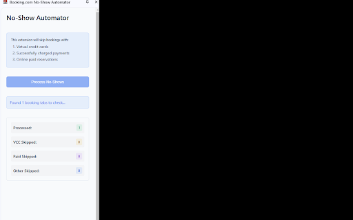 Booking.com No Show Automator from Chrome web store to be run with OffiDocs Chromium online Booking.com No Show Automator from Chrome web store to be run with OffiDocs Chromium online