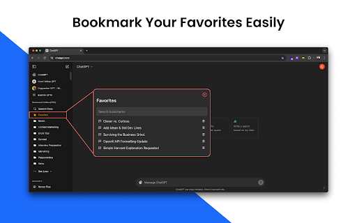 Bookmark Folders for ChatGPT from Chrome web store to be run with OffiDocs Chromium online Bookmark Folders for ChatGPT from Chrome web store to be run with OffiDocs Chromium online
