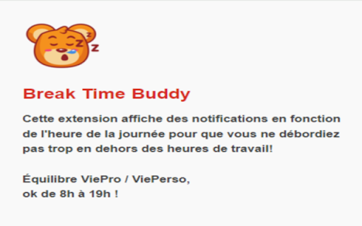 Break Time Buddy from Chrome web store to be run with OffiDocs Chromium online Break Time Buddy from Chrome web store to be run with OffiDocs Chromium online