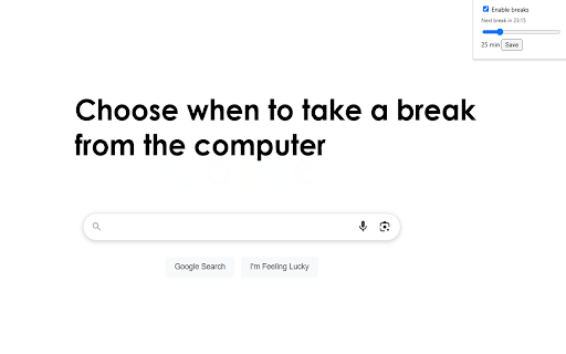 Break Timer from Chrome web store to be run with OffiDocs Chromium online Break Timer from Chrome web store to be run with OffiDocs Chromium online