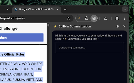 Built In Summarization from Chrome web store to be run with OffiDocs Chromium online Built In Summarization from Chrome web store to be run with OffiDocs Chromium online