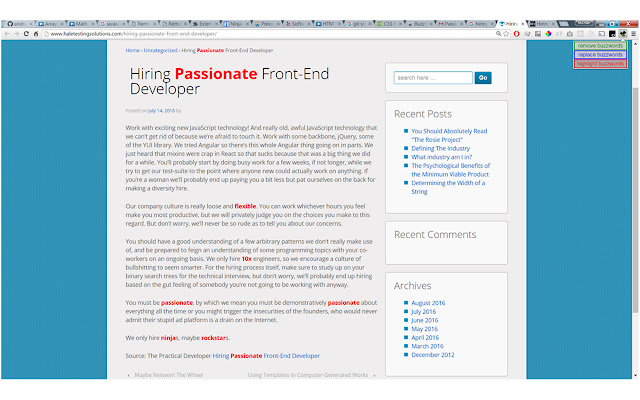 BuzzKill Job Search Buzzword Squasher from Chrome web store to be run with OffiDocs Chromium online BuzzKill Job Search Buzzword Squasher from Chrome web store to be run with OffiDocs Chromium online