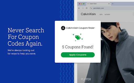 Calvin Klein Coupon Saver Official Coupons Best Deals from Chrome web store to be run with OffiDocs Chromium online Calvin Klein Coupon Saver Official Coupons Best Deals from Chrome web store to be run with OffiDocs Chromium online