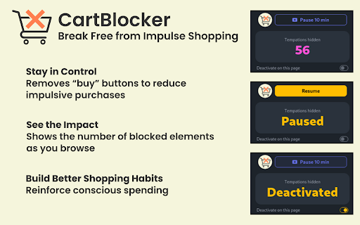 CartBlocker from Chrome web store to be run with OffiDocs Chromium online CartBlocker from Chrome web store to be run with OffiDocs Chromium online