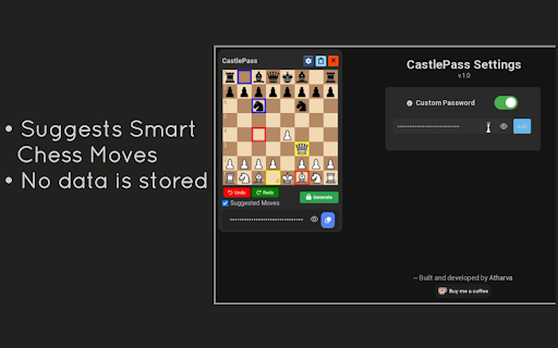 CastlePass Chess password generator from Chrome web store to be run with OffiDocs Chromium online CastlePass Chess password generator from Chrome web store to be run with OffiDocs Chromium online