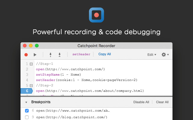 Catchpoint Script Recorder from Chrome web store to be run with OffiDocs Chromium online Catchpoint Script Recorder from Chrome web store to be run with OffiDocs Chromium online