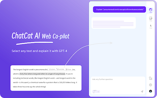 ChatCat Your browser AI Assistant from Chrome web store to be run with OffiDocs Chromium online ChatCat Your browser AI Assistant from Chrome web store to be run with OffiDocs Chromium online