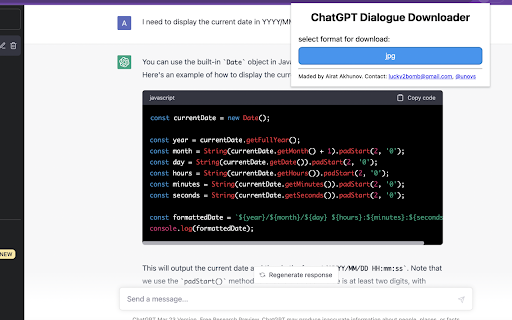 ChatGPT Dialogue Downloader from Chrome web store to be run with OffiDocs Chromium online ChatGPT Dialogue Downloader from Chrome web store to be run with OffiDocs Chromium online
