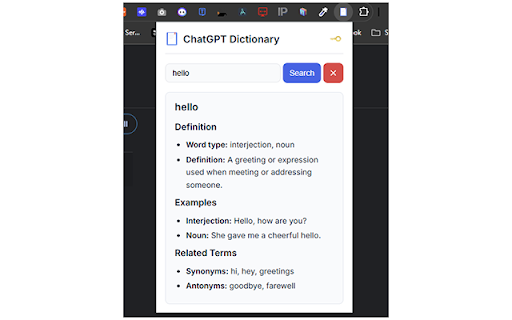 ChatGPT Dictionary from Chrome web store to be run with OffiDocs Chromium online ChatGPT Dictionary from Chrome web store to be run with OffiDocs Chromium online