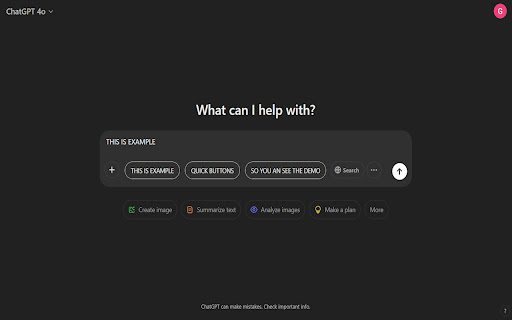 ChatGPT Quick Buttons from Chrome web store to be run with OffiDocs Chromium online ChatGPT Quick Buttons from Chrome web store to be run with OffiDocs Chromium online