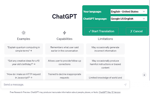 ChatGPT Voice Plus Game and Translation from Chrome web store to be run with OffiDocs Chromium online ChatGPT Voice Plus Game and Translation from Chrome web store to be run with OffiDocs Chromium online