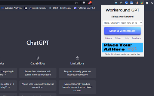 ChatGPT Workaround from Chrome web store to be run with OffiDocs Chromium online ChatGPT Workaround from Chrome web store to be run with OffiDocs Chromium online