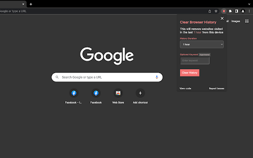 Clear Browser History from Chrome web store to be run with OffiDocs Chromium online Clear Browser History from Chrome web store to be run with OffiDocs Chromium online