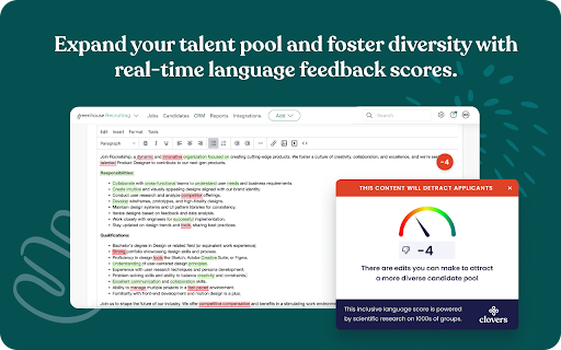 Clovers Inclusive Job Language Optimizer from Chrome web store to be run with OffiDocs Chromium online Clovers Inclusive Job Language Optimizer from Chrome web store to be run with OffiDocs Chromium online