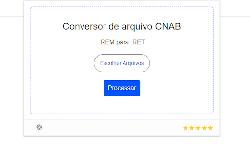 CNAB Converte Remessa para Retorno from Chrome web store to be run with OffiDocs Chromium online CNAB Converte Remessa para Retorno from Chrome web store to be run with OffiDocs Chromium online