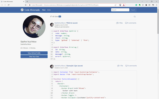 Code Aficionado from Chrome web store to be run with OffiDocs Chromium online Code Aficionado from Chrome web store to be run with OffiDocs Chromium online