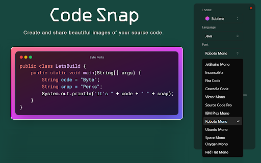 CodeSnap Share Code Snippets from Chrome web store to be run with OffiDocs Chromium online CodeSnap Share Code Snippets from Chrome web store to be run with OffiDocs Chromium online