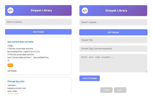 Code Snippet Library from Chrome web store to be run with OffiDocs Chromium online Code Snippet Library from Chrome web store to be run with OffiDocs Chromium online